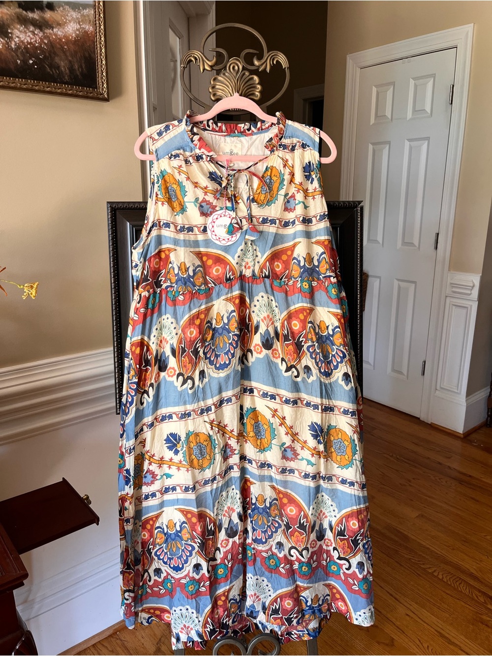 Boho Floral Print Sleeveless Dress - Multicolor